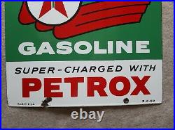 1959 Porcelain Gas Pump Plate Sign SKY CHIEF TEXACO Supreme Gasoline Petrox