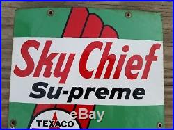 1959 Texaco Sky Chief Gas Pump Plate Sign. Rare size! 15inx10in. Porcelain