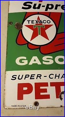 1959 Texaco Sky Chief Gasoline Porcelain Sign Gas Pump