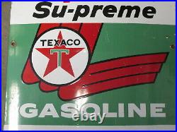1959 Texaco Sky Chief Su-Preme Petrox Gas Pump Plate Porcelain Sign 12 x 18