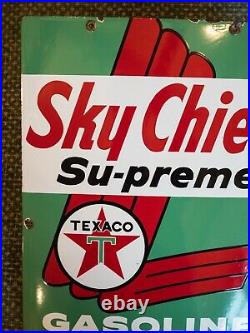 1959 Texaco Sky Chief Supreme With Petrox Porcelain Metal Gas Pump Plate