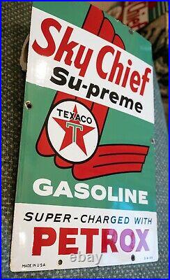1959 Texaco Sky Chief Supreme With Petrox Porcelain Metal Gas Pump Plate