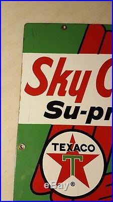 1960 Texaco Sky Chief Gasoline Sign Porcelain Gas Pump