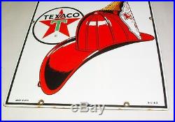 1961 Texaco Fire Chief Gasoline Porcelain Gas Pump Sign Beautiful