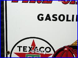 1961 Texaco Fire Chief Porcelain Gas Pump Plate Sign Motor Oil Garage Station