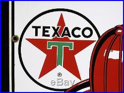 1961 Texaco Fire Chief Porcelain Gas Pump Plate Sign Motor Oil Garage Station