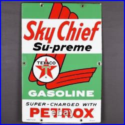 1961 Texaco Sky Chief Su-preme Gasoline Porcelain Pump Plate