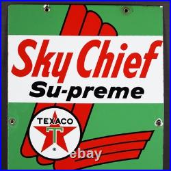 1961 Texaco Sky Chief Su-preme Gasoline Porcelain Pump Plate