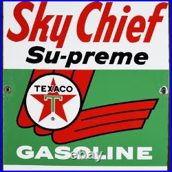 1961 Texaco Sky Chief Su-preme Gasoline Porcelain Pump Plate