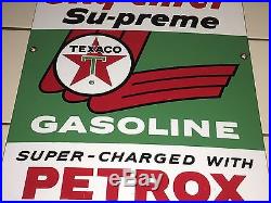 1961 VinTage TEXACO SKY-CHIEF PETROX Gas Pump Plate Station PORCELAIN Sign Oil