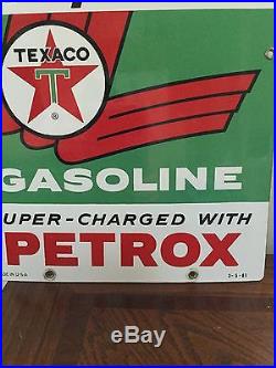 1961 Vintage Texaco Sky Chief Su-Preme Porcelain Gas Pump Sign