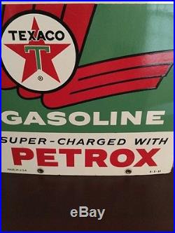 1961 Vintage Texaco Sky Chief Su-Preme Porcelain Gas Pump Sign