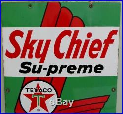 1961 Vintage Texaco Sky Chief Supreme Porcelain Enamel Gas Pump Advertising Sign