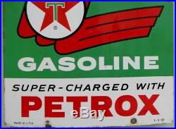 1961 Vintage Texaco Sky Chief Supreme Porcelain Enamel Gas Pump Advertising Sign