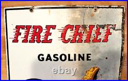 1962 TEXACO FIRE CHIEF Gasoline Gas Pump Plate SIGN - PORCELAIN -'62
