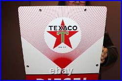 1962 Texaco Diesel Chief Fuel Gas Station Pump Plate 18 Porcelain Metal Sign