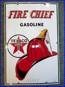 1962 Texaco Fire Chief Porcelain Metal Gas Pump Plate New Unused
