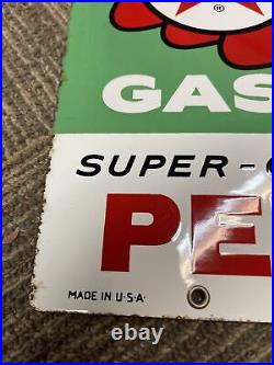 1963 TEXACO Sky Chief Supreme Gasoline Porcelain Gas Pump Plate CLEAN