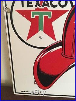 1963 Vintage Texaco Fire Chief Porcelain Gas Pump Sign