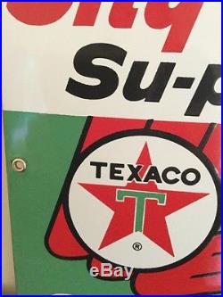 1963 Vintage Texaco Sky Chief Su-Preme Porcelain Gas Pump Sign