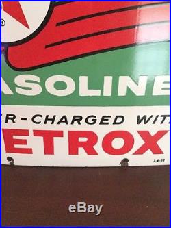 1963 Vintage Texaco Sky Chief Su-Preme Porcelain Gas Pump Sign