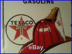 1965 TEXACO Fire Chief Porcelain Vintage Pump Plate Gas Station Sign Antique