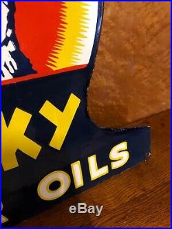 23 Vintage Husky Oils Gas Pump Porcelain Sign Shell Gulf Texaco Antique Oil Can
