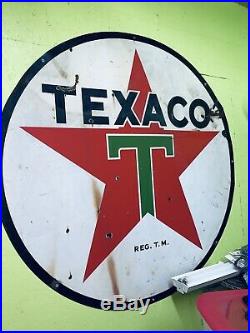 26 Vintage 1931 Double Sided Texaco Porcelain Gas Pump Sign The Texas Oil Co