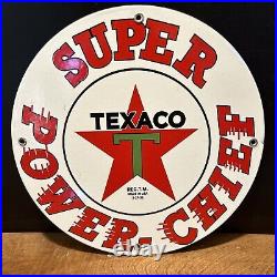 2-17-31 Vintage Style''texaco Power Chief'' Pump Plate 12 Inchs Porcelain Sign