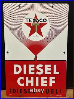 2-3-62 Vintage Style''texaco Diesel'' Porcelain Pump Plate 12x18 Inch USA