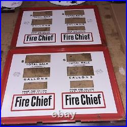 2 Bennett Texaco Fire Chief Dual Gas Pump Face Plates Original Porcelain Set