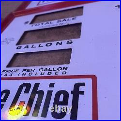 2 Bennett Texaco Fire Chief Dual Gas Pump Face Plates Original Porcelain Set