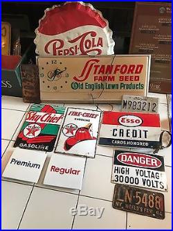 2 Porcelain Texaco Signs From Adjacent Gas Pumps 3/10/1947 Fire Chief Sky Chief