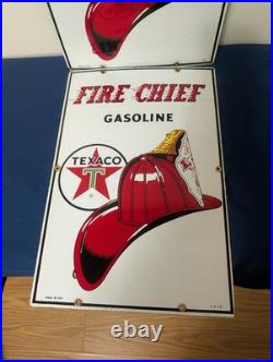 2 TEXACO vintage FIRE CHIEF gas pump porcelain plates 3/8/63 & 3/4/58 nice cond