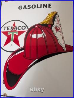 2 TEXACO vintage FIRE CHIEF gas pump porcelain plates 3/8/63 & 3/4/58 nice cond