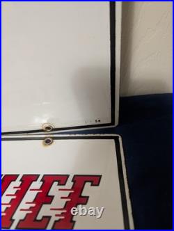 2 TEXACO vintage FIRE CHIEF gas pump porcelain plates 3/8/63 & 3/4/58 nice cond