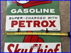 2 Vintage 1959 Original SKY CHIEF SUPREME Gasoline Petrox Porcelain Pump Sign