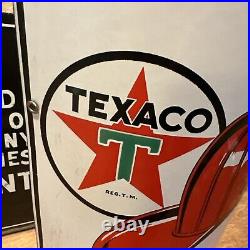 3-12-45 Original & Authentic''texaco Fire Chief'' 18x11 Inch Porcelain Sign