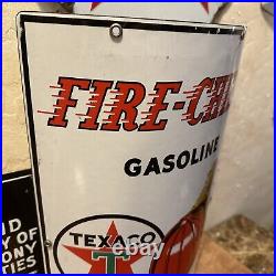 3-12-45 Original & Authentic''texaco Fire Chief'' 18x11 Inch Porcelain Sign