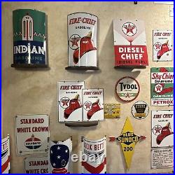 3-12-45 Original & Authentic''texaco Fire Chief'' 18x11 Inch Porcelain Sign