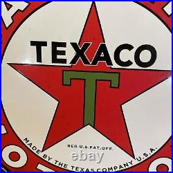 3-31 Vinta Style''texaco Gasoline'' Porcelain Pump Plate 12 Inch USA