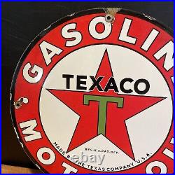 3-31 Vinta Style''texaco Gasoline'' Porcelain Pump Plate 12 Inch USA
