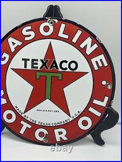 3-31 Vintage Style''texaco Gasoline'' Porcelain Pump Plate 12 Inch USA