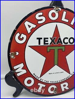 3-31 Vintage Style''texaco Gasoline'' Porcelain Pump Plate 12 Inch USA