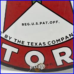 3-31 Vintage''texaco Motor Oil'' Gas & Oil Pump Plate 12 Inches Porcelain Sign