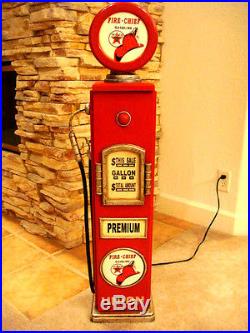 42 Texaco Fire Chief Gas Pump Cabinet with light. Mancave/Gameroom