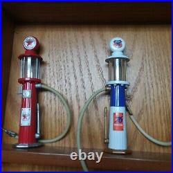 4 Danbury Mint Gas Pump IN Set + 3 TEXACO PUMPS BY GEARBOX INCLUDES WOODEN CASE