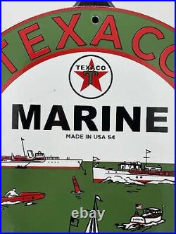 52 Vintage Style''texaco Marine'' Gas & Oil Pump Plate 12 Inch Porcelain Sign
