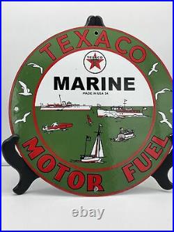 52 Vintage Style''texaco Marine'' Gas & Oil Pump Plate 12 Inch Porcelain Sign