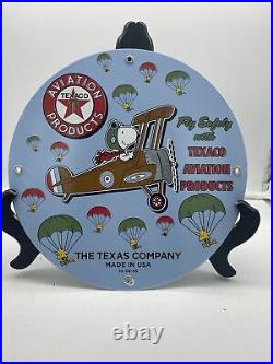 56 Vintage''texaco Aviation'' Gas & Oil Pump Plate 12 Inches Porcelain Sign